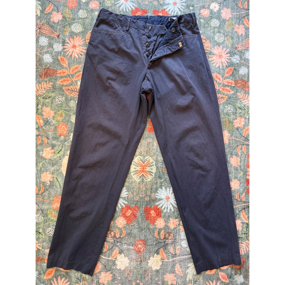 Prada Milano Womens Navy Blue Cotton Twill Trousers‎ Button Fly Made in Italy 48 - Picture 2 of 14